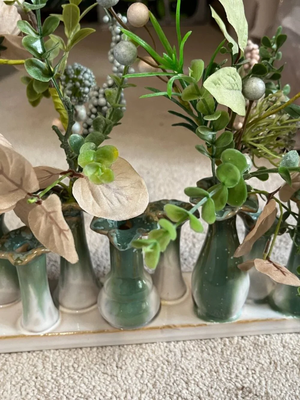 Tag Flourish Bud Vase Green Reactive Glaze